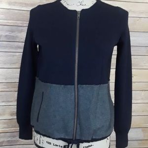 J crew navy grey color black zip cardigan sz s